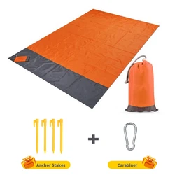 Waterproof Pocket Beach & Picnic Blanket - Portable, Lightweight, Folding Outdoor Mat - 140x200cm (Orange)