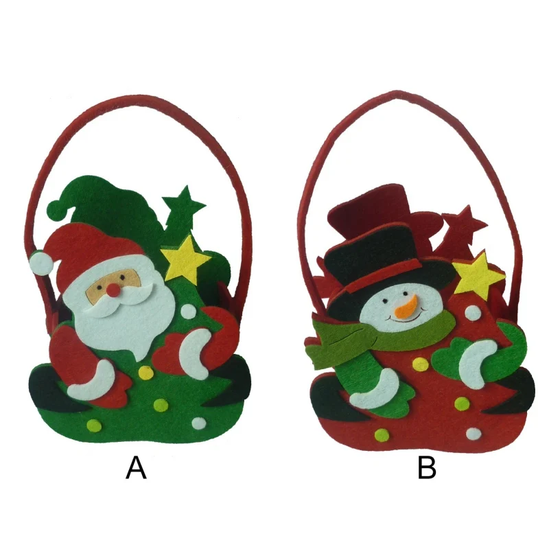 Best Cartoon Felt Christmas Gift Bags Santa Claus Snowman Candy Bags Packing Handbag Happy New Year Party Home Decor