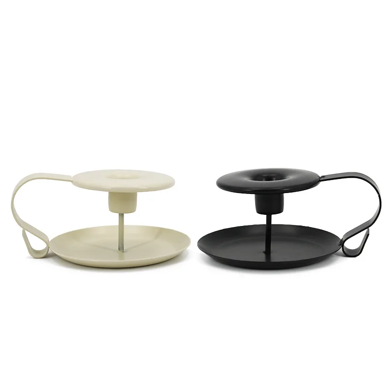European iron candlestick black and white restaurant candle base retro metal Candlestick Holder candle holders
