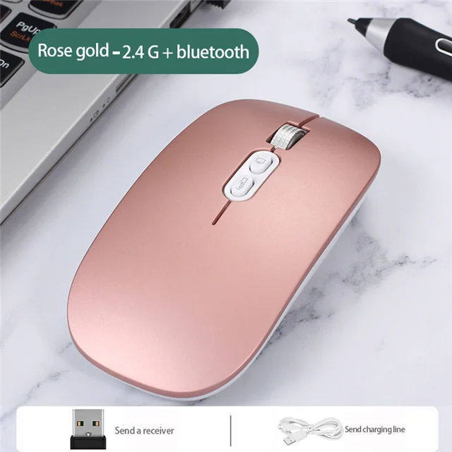 Adjustable DPI Ultra Slim Mouse Wirelesss Silent Mini Ergonomic Mause Rechargeable 2.4Ghz Wireless Mouse for Ipad Pro 11 for Mac wireless laptop mouse Mice