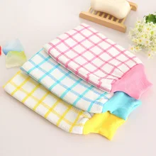 Bath Towel Gloves Korean Style Color Thick Plaid Bath Supplies Double-Sided Dual Purpose Bath Towel Manufacturers Direct Selling