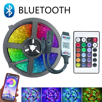 

Bluetooth LED Strips Lights Luces Led RGB 2835 Flexible Not Waterproof Tape Diode DC 12V 15M Remote control+ adapter