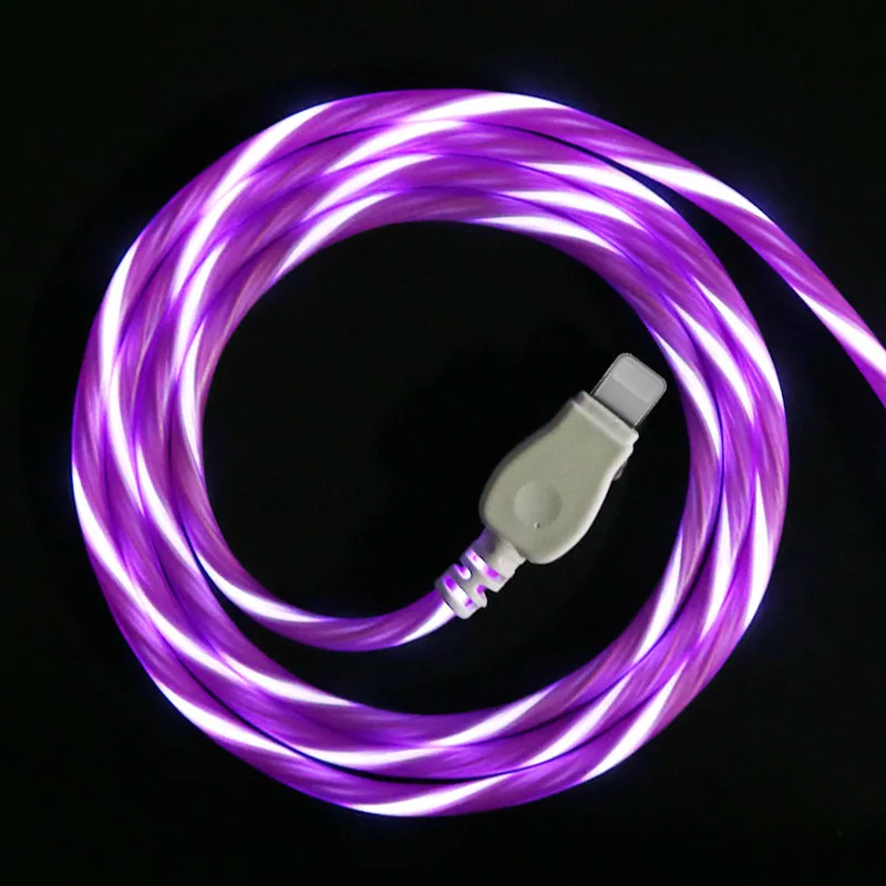 1 м яркая светодиодная лампа USB зарядное устройство type C кабель для samsung S9 S8 Plus huawei Xiaomi Быстрая зарядка источник данных для мобильного телефона - Цвет: Фиолетовый