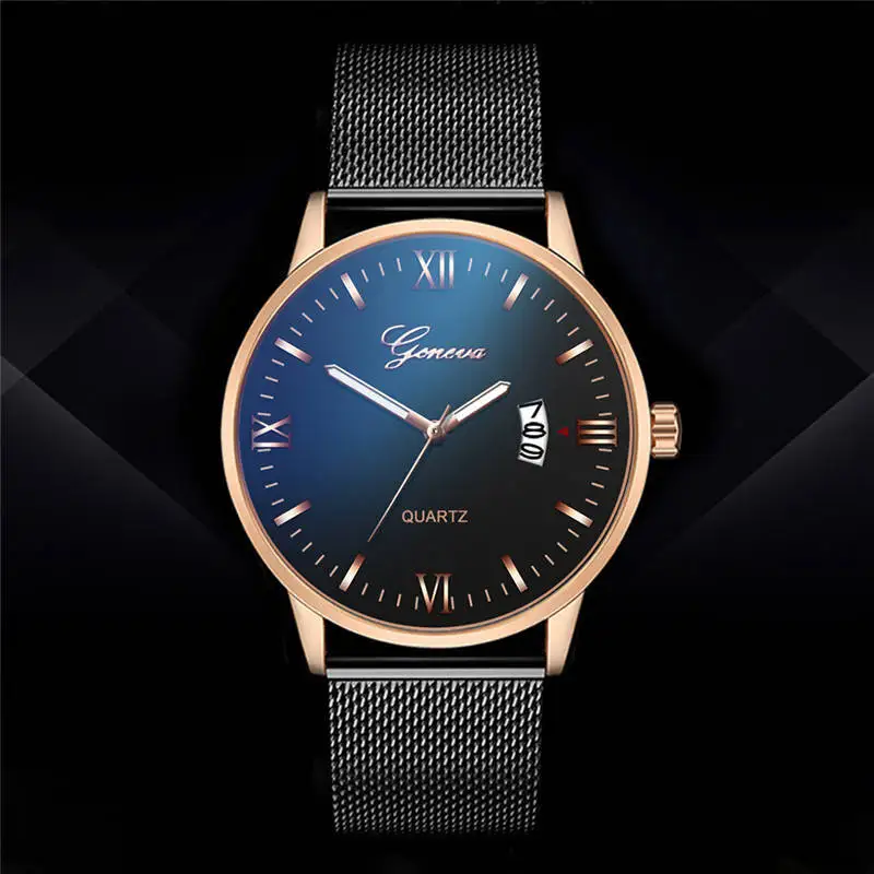 Для Мужчин's Повседневное тонкая сетка Сталь спортивные часы с календарем