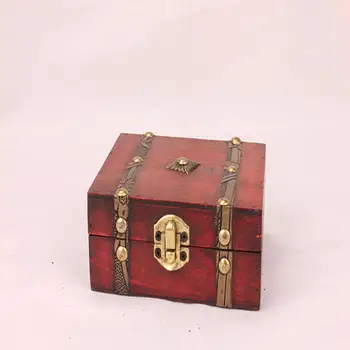 

Jewelry Box vintage European Wooden Box Storage Decorative Suitcase Small Retro Casket Lock Desktop Storage Box Finishing