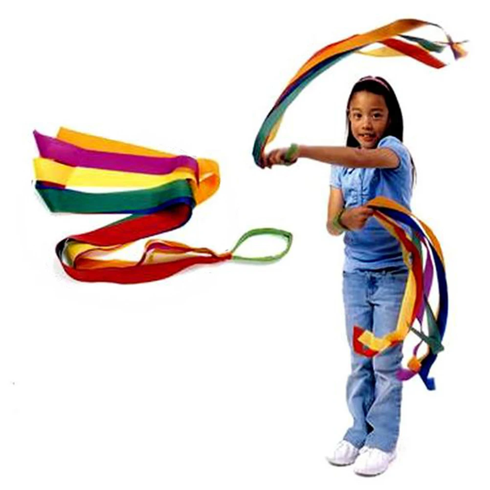 Sport Dance Rainbow Ribbon Kids Gym Rhythmic Gymnastics Art Gymnastic Exercises Cheerleading Fitness