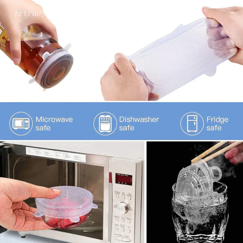 Silicone Cover Stretch Lids Reusable Airtight Food Wrap Cover Keeping Fresh Seal Bowl Stretchy Wrap Kitchen Cookware 3PCS silicone covers silicone pot lid