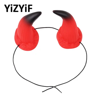 

Devil Horns Headband Headwear Adjustable Elastic Strap Hairband Halloween Cosplay Costume Ox Horn Headdress Hair Accessories