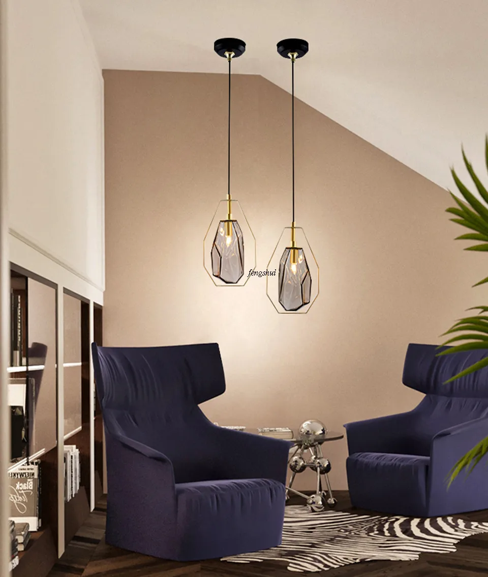 Постмодерн светодиодный несимметричный стеклянный подвесной светильник s светильник ing Скандинавское ретро кафе Гостиная прохода Спальня прикроватный Декор Светильник светильники
