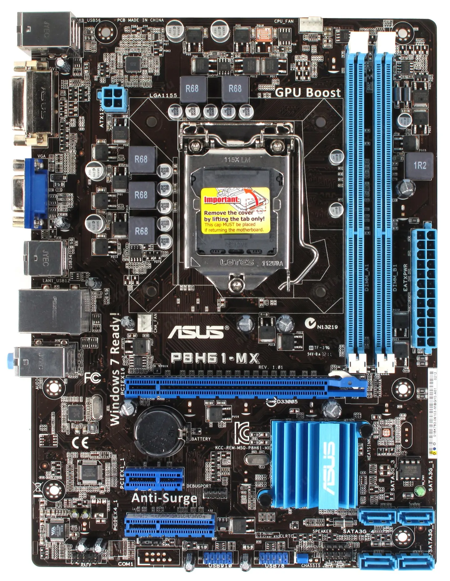 ASUS P8H61-MX оригинальная материнская плата для ноутбука H61 LGA 1155 uATX DDR3 VGA HDMI DVI 16 Гб / R2.0