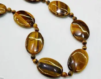

Hot 13X18mm 6mm Natural Yellow Tiger Eye Necklace 18'' AAA YL