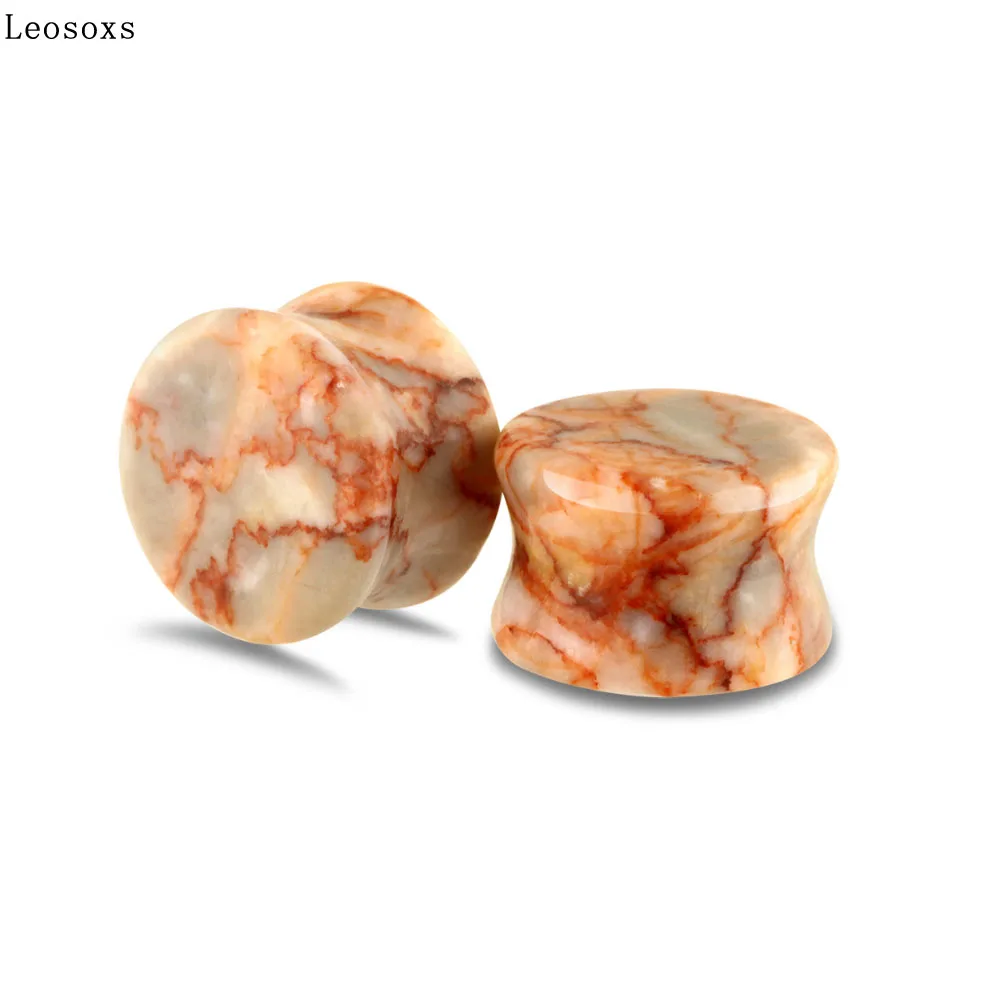

Leosoxs 2 piece Ear Expander Hot Sale Auricle European and American Human Body Piercing Jewelry Natural Stone Horn Ear Expander