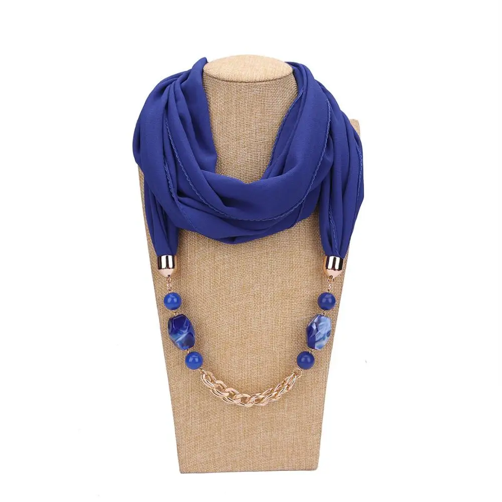 

Joker Chiffon Pendant Jewelry Necklace Female Sun Protection Neck Four Seasons Can Take Decor ative Scarf
