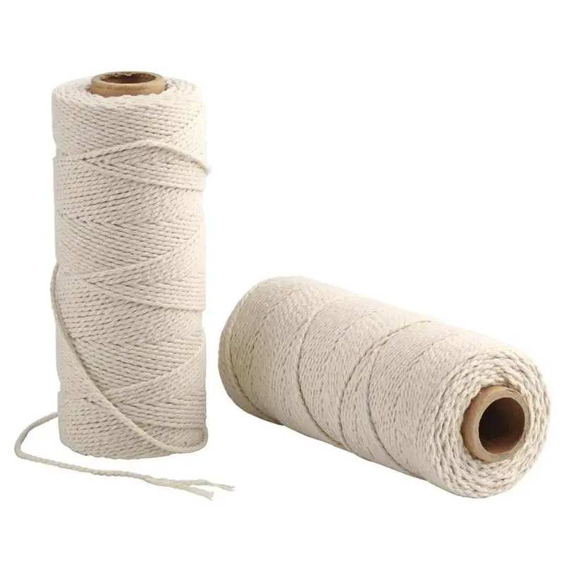 100M/roll Durable White Cotton Cord Natural Beige Twisted Cord Rope Craft Macrame String DIY Handmade Home Decorative