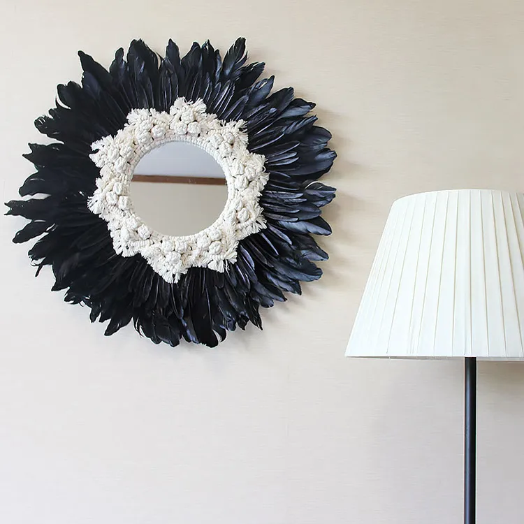50cm Настенный Декор для дома, аксессуары, гобелен с перьями, изголовье мандалы, бохо, Деревенское мексиканское украшение для дома - Цвет: 50cm
