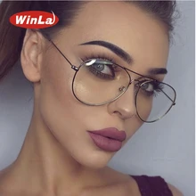 Winla, ретро очки с прозрачными линзами для женщин, металлическая оправа, простые очки, очки, очки для близорукости, оптическая оправа, прозрачные линзы