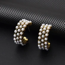 2019 nowe koreańskie kolczyki hoop dla kobiet handmade słodka imitacja pearl koło biżuteria kolczyki prezenty(China)