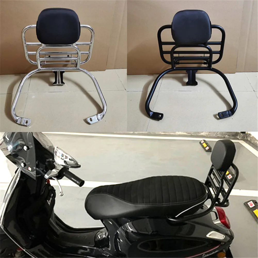 blackChrome Rear Luggage Rack with Bonus Metal Clamp for Vespa Sprint