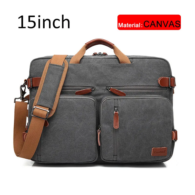 Dark gray canvas 15 17 дюймов трансформируемый портфель, мужская деловая сумка, сумка-мессенджер, повседневная сумка для ноутбука, многофункциональные дорожные сумки для мужчин, большие XA161ZC - Цвет: Dark gray canvas 15