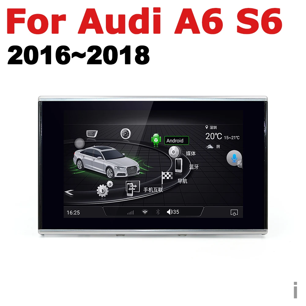 Автомагнитола 2 din с GPS и Android навигацией для Audi A6 S6 4G 2016 ~ 2018 MMI AUX Стерео Мультимедиа