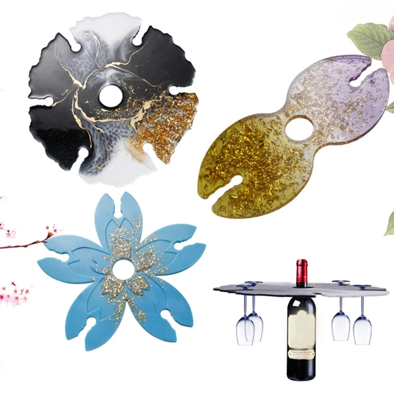 

Wine Rack Crystal Epoxy Resin Molds Flower Tray Bracket Cup Holder Silicone Mould DIY Handmade UV Resin Crafts Making Tools