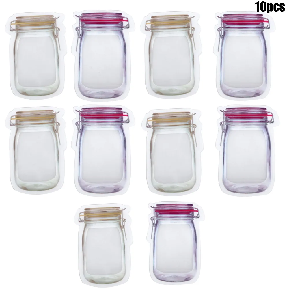 M-10pcs Многоразовые бутылки Мейсон Ziplock мешок BJStore - Цвет: M-10pcs