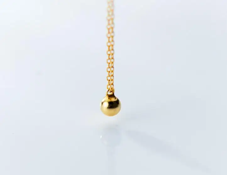 5 мм маленькое 18 К позолоченное Настоящее Стерлинговое Серебро 925 изысканное ювелирное изделие Золотое полированное круглое ожерелье с подвеской в виде счастливого шара gtlx93