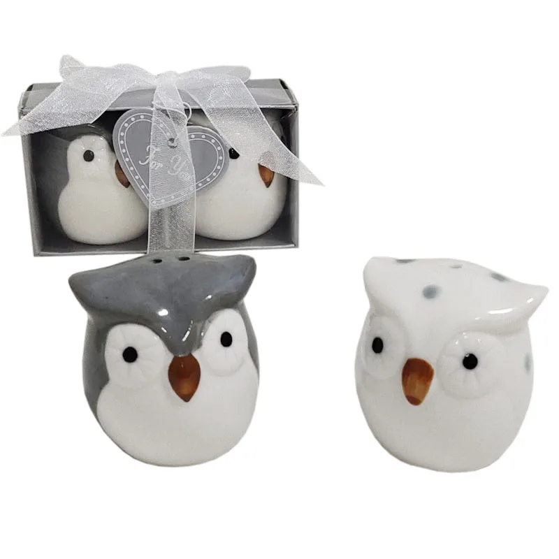 60 компл./лот Керамические шейкеры для соли и перца с уникальным рисунком Совы