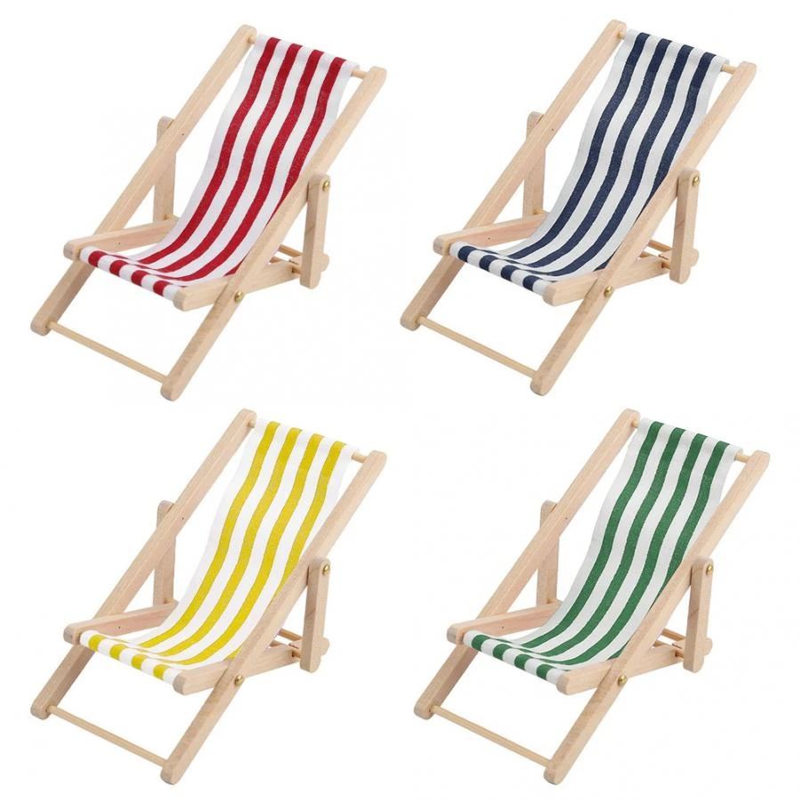 1pc Wooden Lounge Chair Striped For 1 12 Dollhouse Miniature Furniture For Dolls Dollhouse Beach Chair Christmas Gift Kids Toy Doll House Accessories Aliexpress