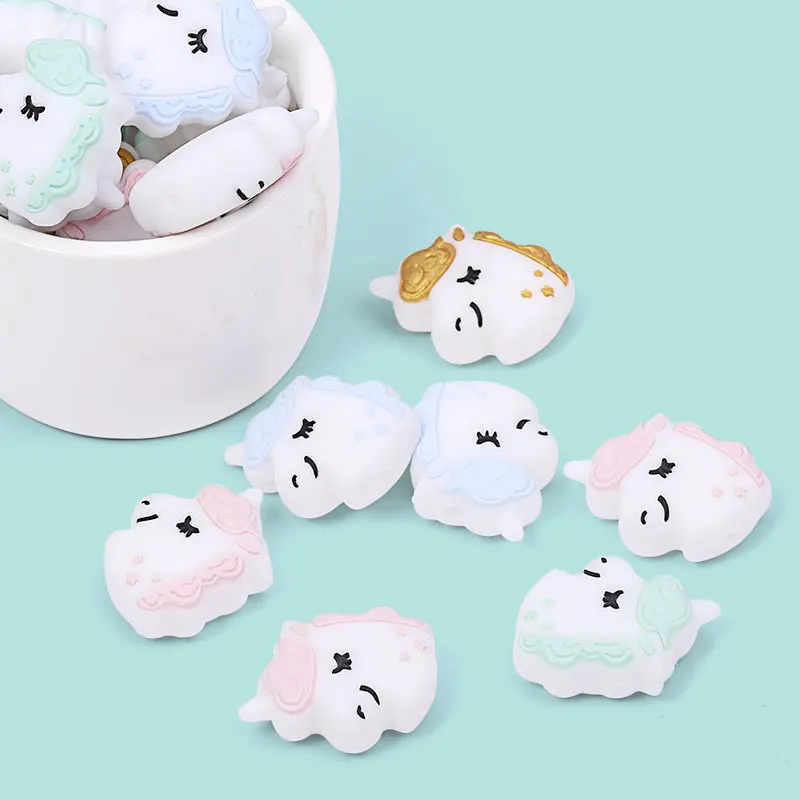 Chenkai 50 шт. силиконовые бусины Единорог DIY детское животное коала кошка Фламинго соска пустышка сенсорные ювелирные изделия подарок Игрушка аксессуары