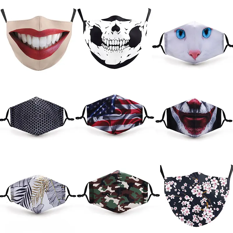 Adult Big Mouth Printed Face Fabric Masks La casa de papelSkull Washable Reusable Protection Dust Proof Mask | Аксессуары для