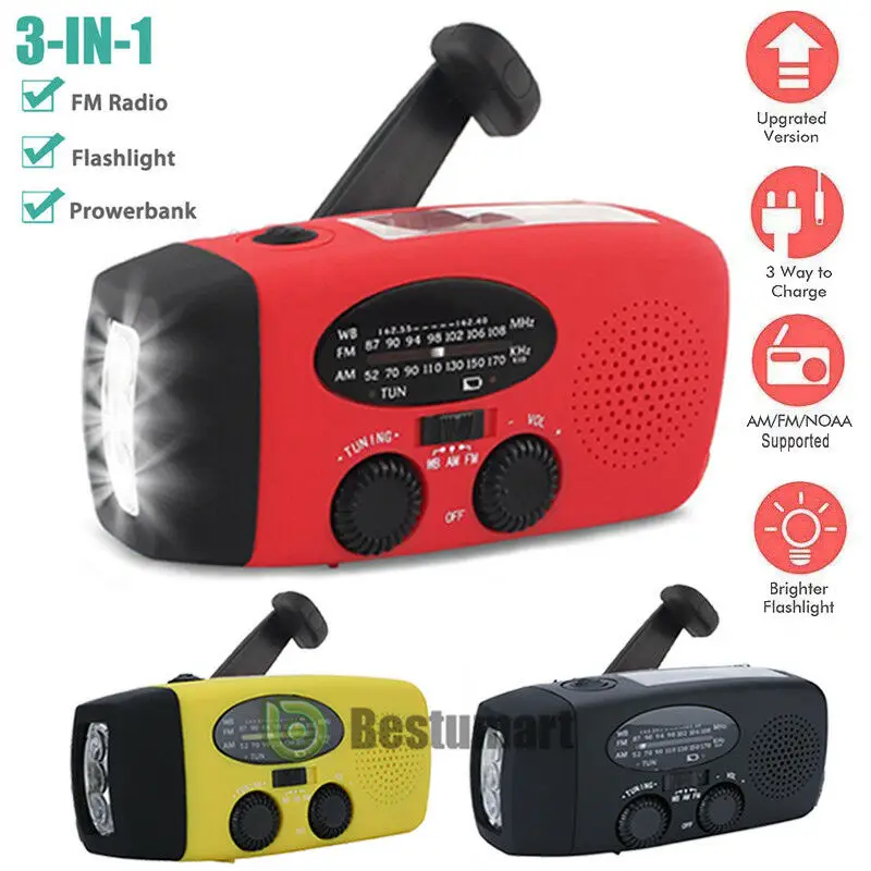 Black Yellow Red Аварийный Солнечный Ручной Динамо AM/FM/WB/NOAA Погодный радио Светодиодный фонарь зарядка - Цвет: Black Yellow Red
