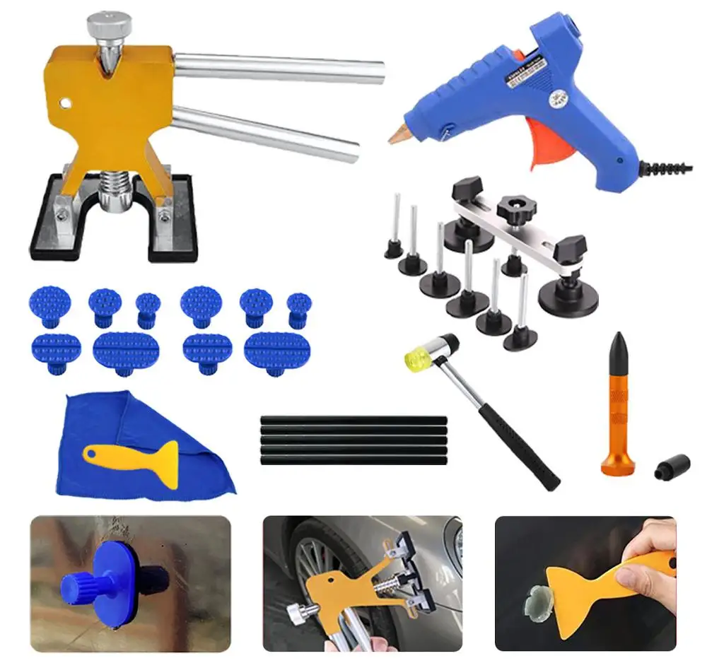 

Paintless Dent Repair Kit - Professional Car Dent Remover Tools Bridge Puller Hot Glue Tap Down Kits