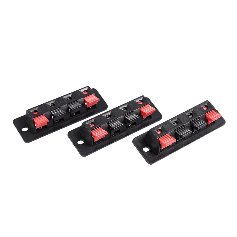 

New 3Pcs 4 pin red and black Spring Pressure Audio Connector Board Terminal
