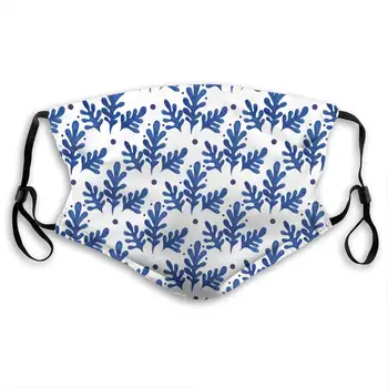 

Amazing Blue Plant And Circles Washable Reusable Mask, Anti Dust Half Face Mouth Mask For Kids Teens Men Women With Adjustable