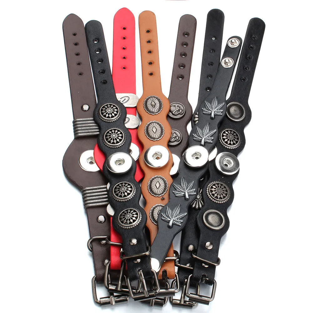 10 шт./лот лидер продаж кожаные часы с кнопками-застежками для женщин и мужчин