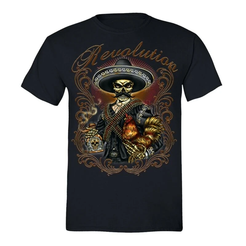 Мужская Мексиканская футболка с надписью Revolution Tequila Mariachi Zapata Skull Day Dead Muertos | одежда