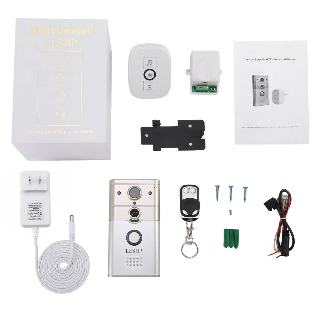Wireless Remote Control Electronic Visible HD 720P Video Picture 1/4 COMS 1 Mega-Pixels 12V/1A Wi-Fi Smart Doorbell - Цвет: U.S. regulations