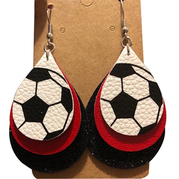 

Custom Made To Order Layered Football Color Faux Leather Earrings Glitter School Spirit Lightweight Team Colors