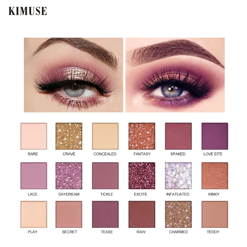 KIMUSE розовые блестящие открытые тени для век палитра 18 цветов фритиллария порошок