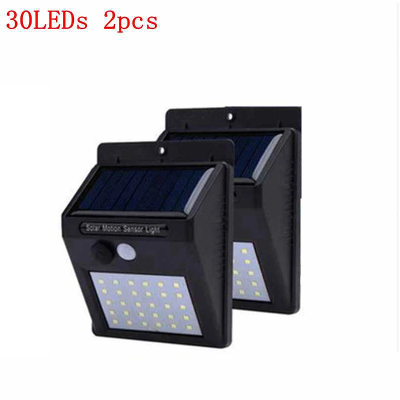 30LEDs 2pcs Солнечного света наружная перезаряжаемая 20/30 светодиодов лампа, подзаряжающаяся на солнце украшения сада лампа движения PIR Сенсор настенный ночник 1-4 года шт - Испускаемый цвет: 30LEDs 2pcs