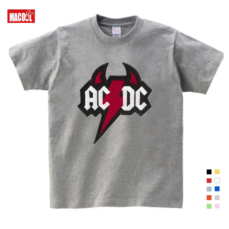 

Summer New Hot Kids Band Rock T-shirt O-Neck Short Red T Shirt ACDC Graphic Heavy Metal Tops Tee Kids Baby T Shirts 3-12 Years