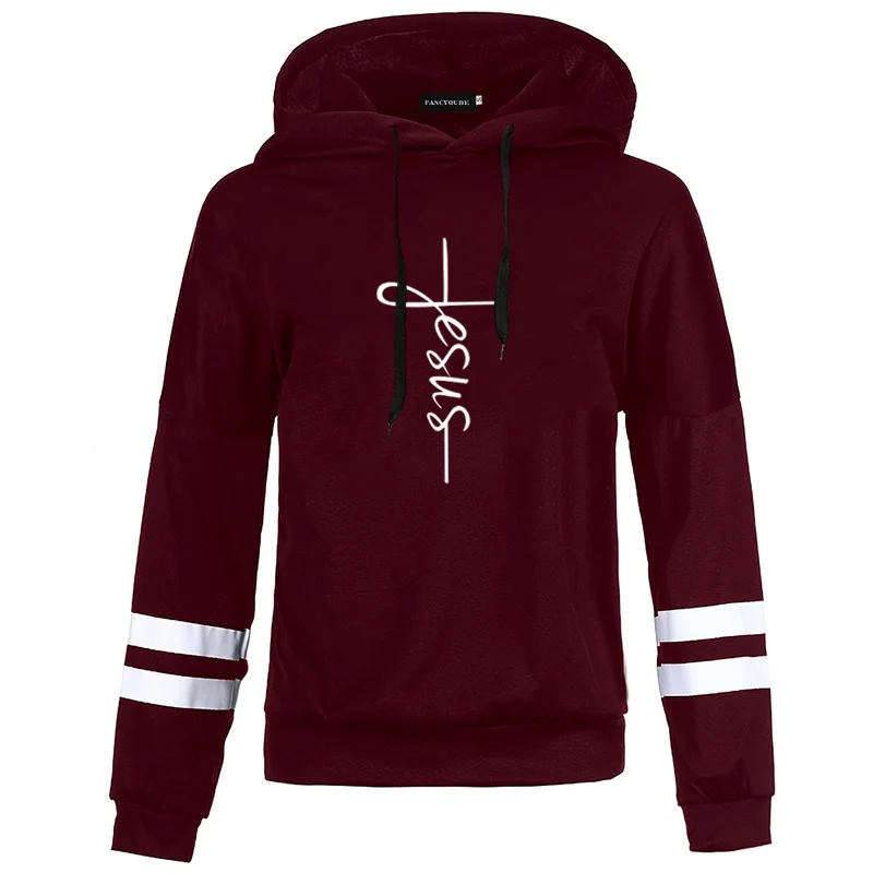 W23000BY Sudaderas de mujer JESUS Christian Рождественский Свитшот женская уличная Толстовка Harajuku с длинным рукавом и капюшоном - Цвет: W23000BY