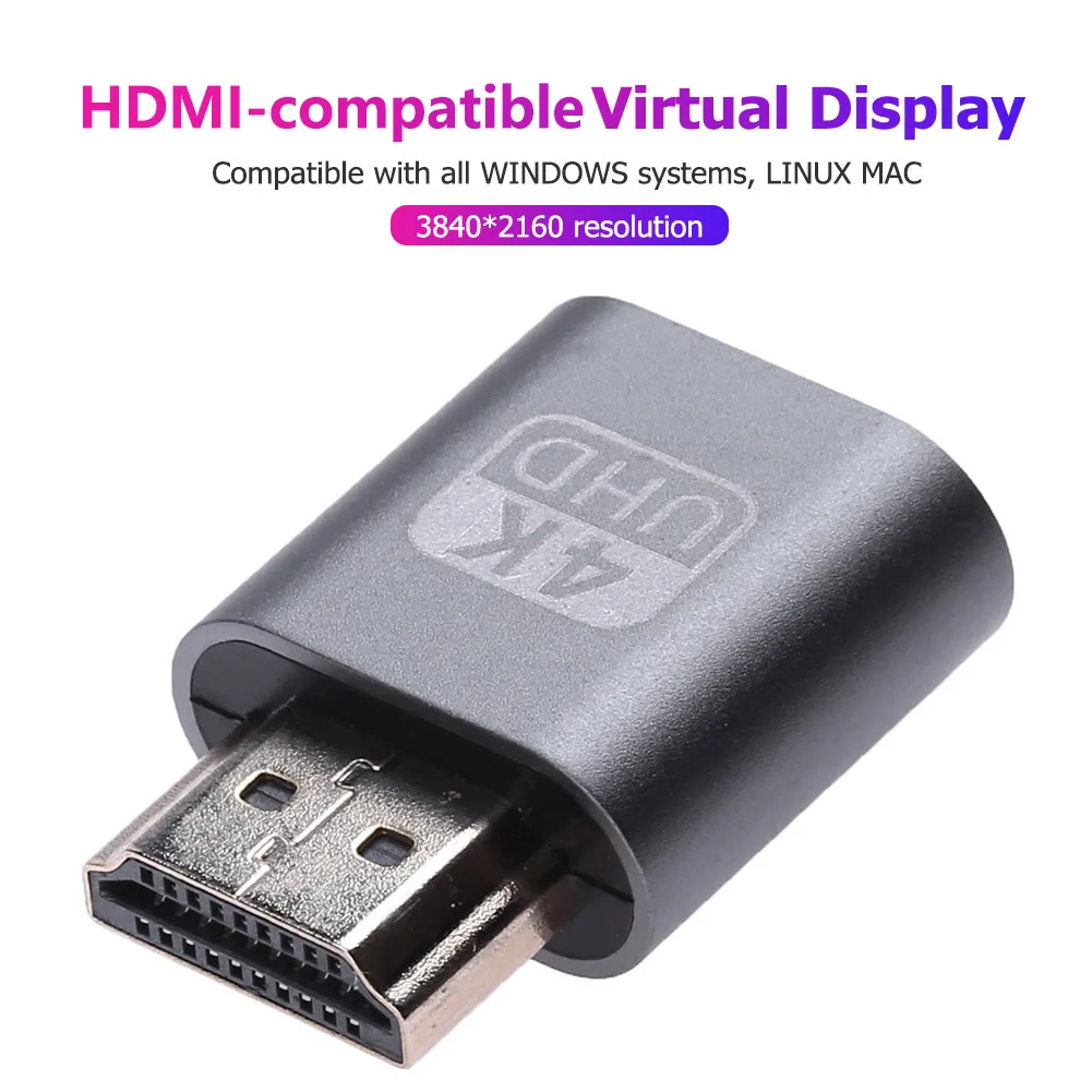 HDMI-compatible Virtual Display Adapter 1.4 DDC EDID Dummy Plug Lock Graphics Card GPU Rig Emulator for Bitcoin BTC Mining Miner-1