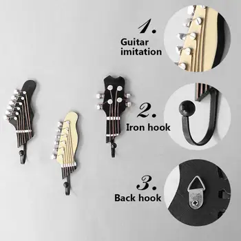 

Retro 3 Pcs/Set Guitar Heads Music Home Resin Clothes Hat Hanger Hook Wall Mounted For Watch Keys Sundries
