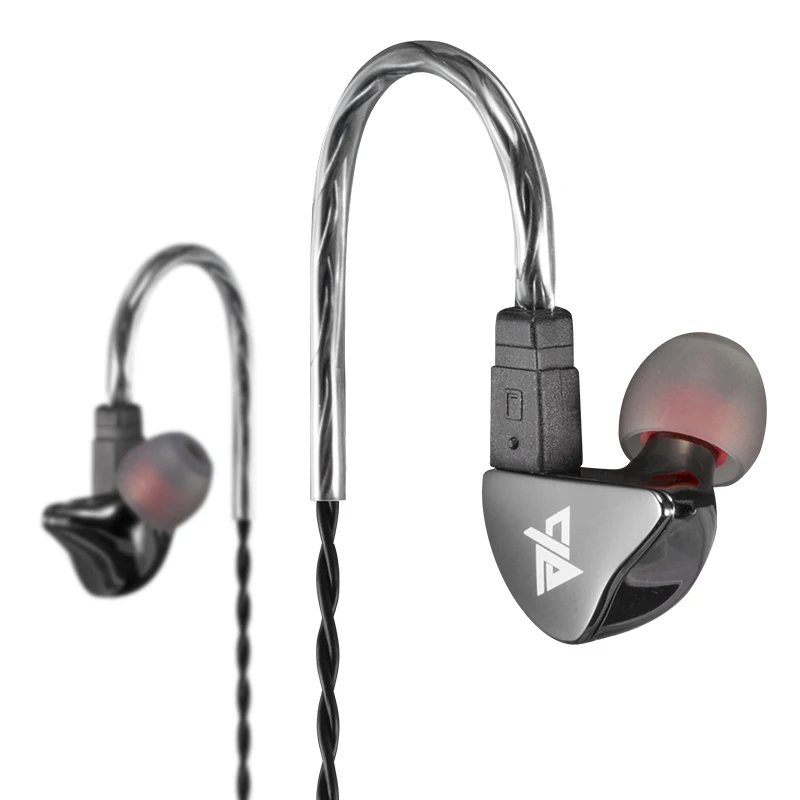 Gray Black Hifi Проводные металлические наушники Extra Bass MP3 Музыкальная гарнитура съемный 2-контактный кабель - Цвет: Gray Black