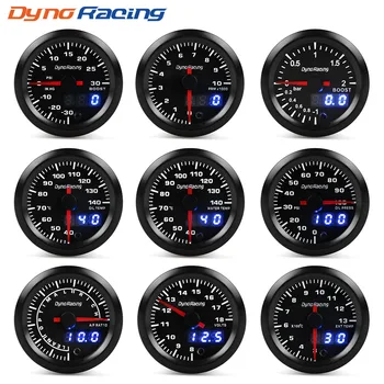 Dynoracing 2" 52mm 7 Colors LED Dual Display Boost Water Oil temp Oil pressure Voltmeter Air fuel Ratio EGT Tachometer Car Gauge 1