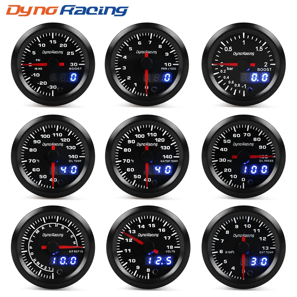 Dynoracing 2 &quot52 мм 7 цветов светодиодный двойной дисплей высокая температура воды