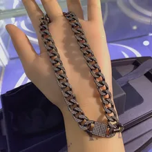  UMGODLY Luxury Brand Necklace High Quality Silver Color Link Twist Chain Micro Cubic Zirconia Stones Women Gift Jewelry 