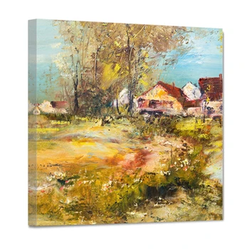 

Painting on canvas autumn in the village (30x30 cm)
